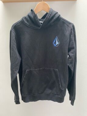 Volcom Black Crewneck Hoodie with Blue Logo